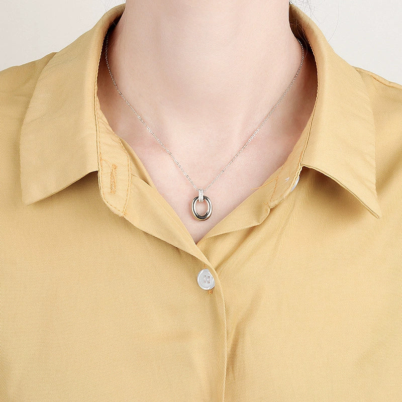 Wholesale Halo Necklace 925 Sterling Silver Geometric Pendant Electroplated Jewelry - Image 4