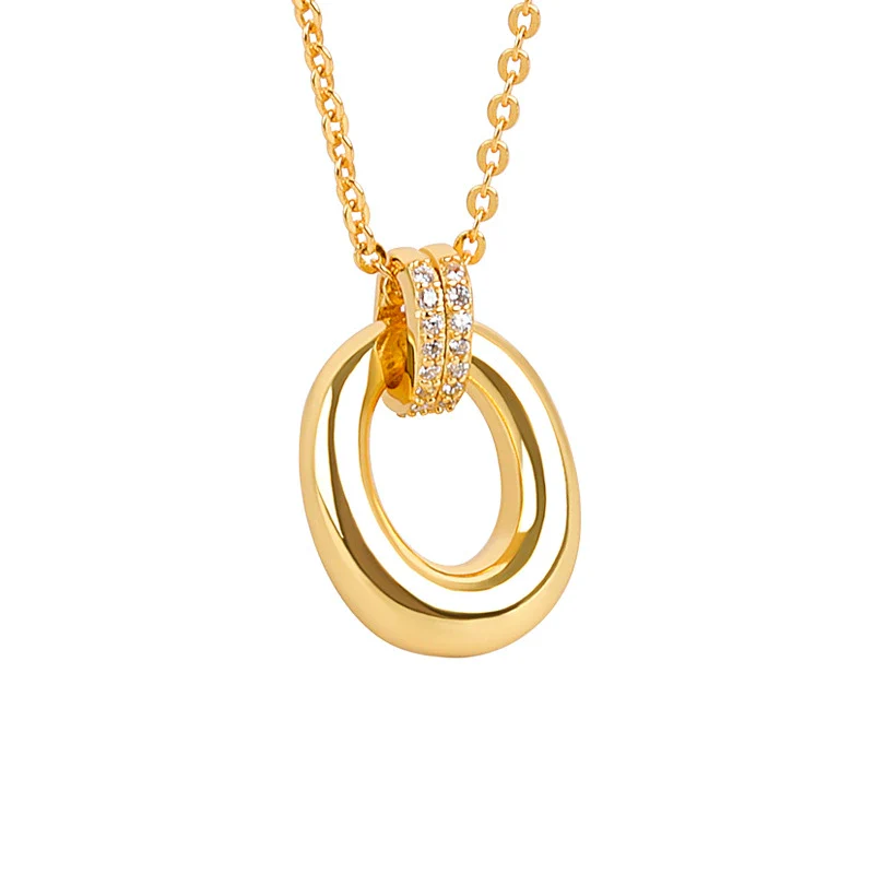 Wholesale Halo Necklace 925 Sterling Silver Geometric Pendant Electroplated Jewelry - Image 5