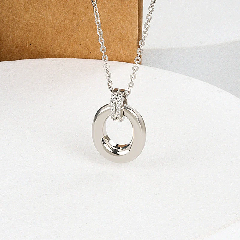 Wholesale Halo Necklace 925 Sterling Silver Geometric Pendant Electroplated Jewelry - Image 6