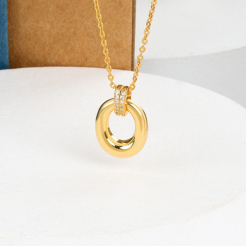 Wholesale Halo Necklace 925 Sterling Silver Geometric Pendant Electroplated Jewelry - Image 7