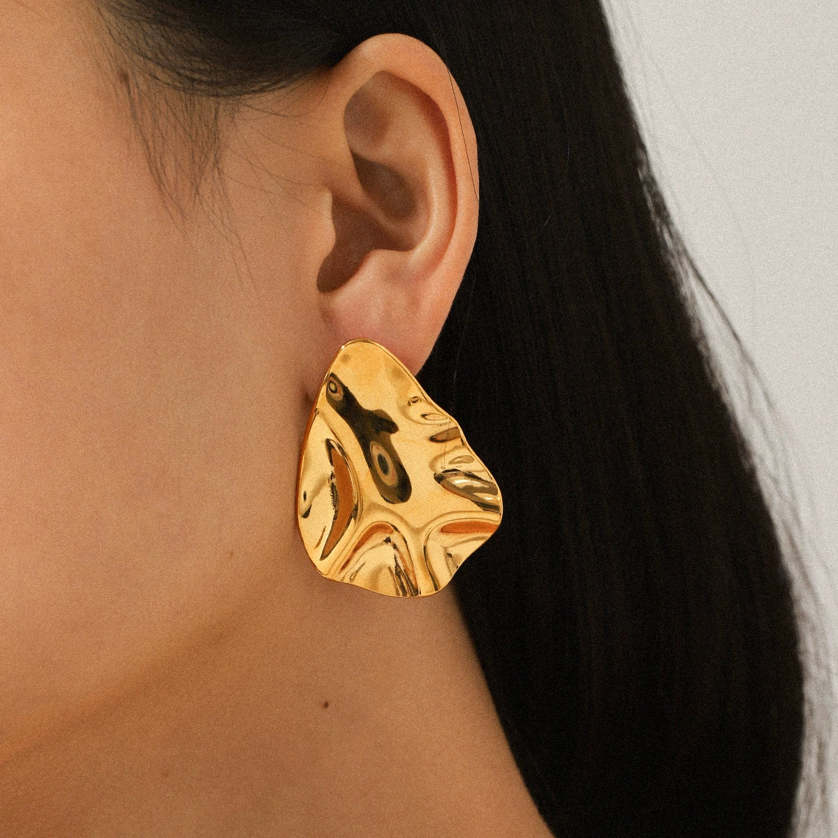 Wholesale Hammered Electroplated Geometric Stainless Steel Earrings For Women - Image 2