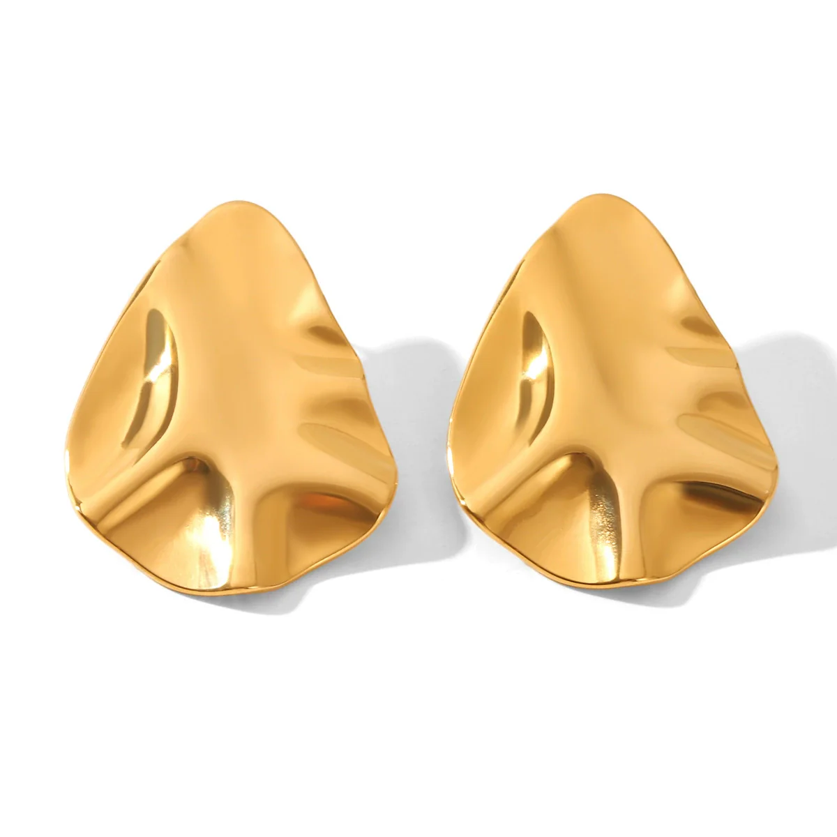 Wholesale Hammered Electroplated Geometric Stainless Steel Earrings For Women - Image 5