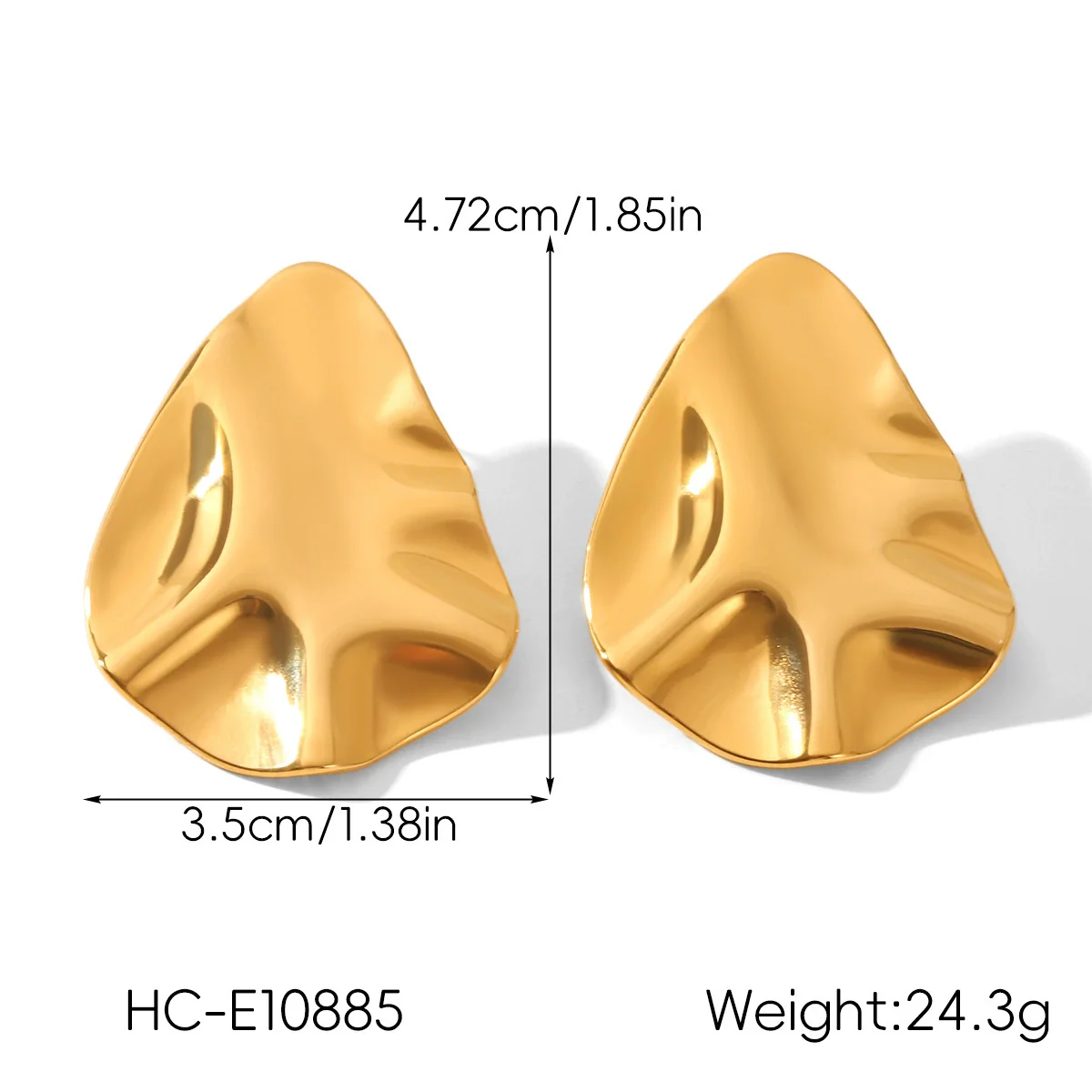 Wholesale Hammered Electroplated Geometric Stainless Steel Earrings For Women - Image 6