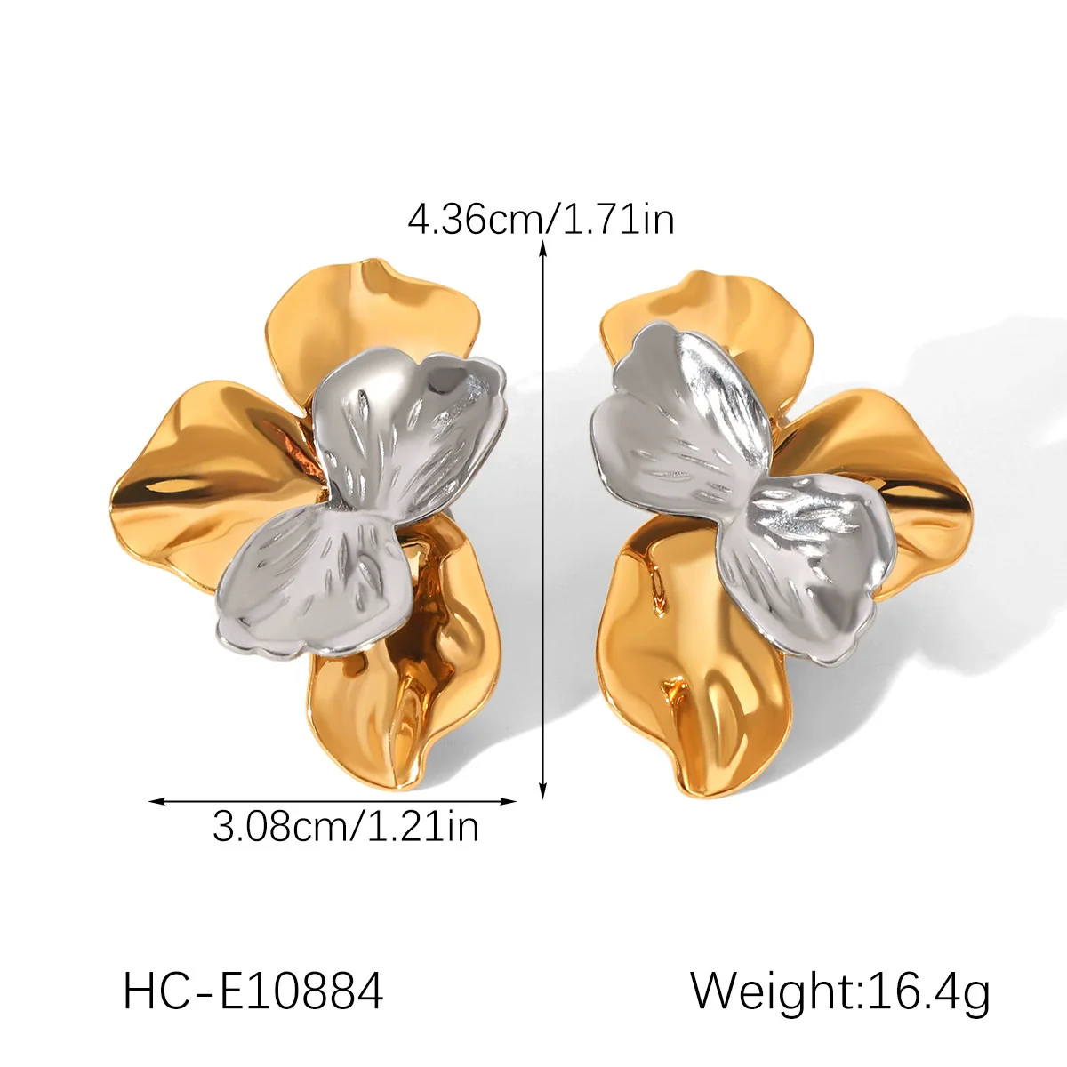 Wholesale Hammered Electroplated Geometric Stainless Steel Earrings For Women - Image 7