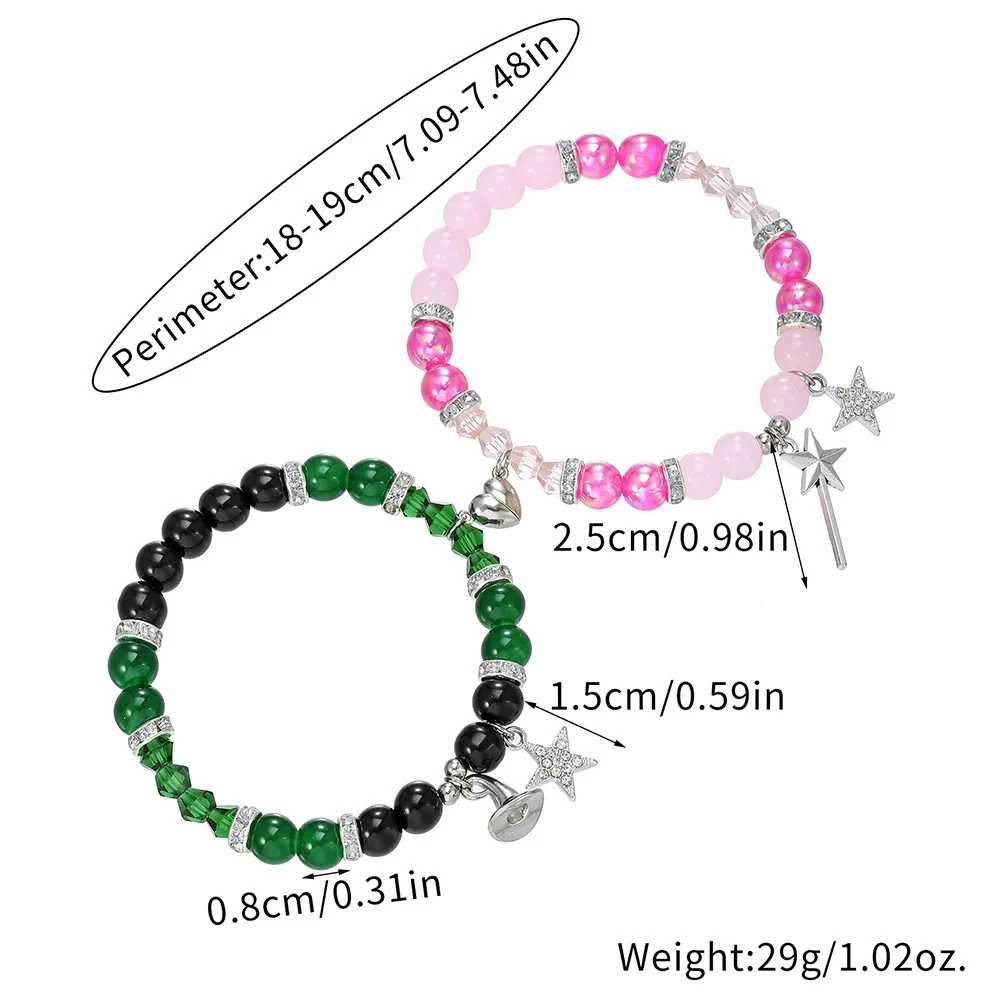 Wholesale Handmade Beaded Alloy Wicked Bracelet With Geometric Design And Witch Hat Princess Magic Wand Pendant - Image 2