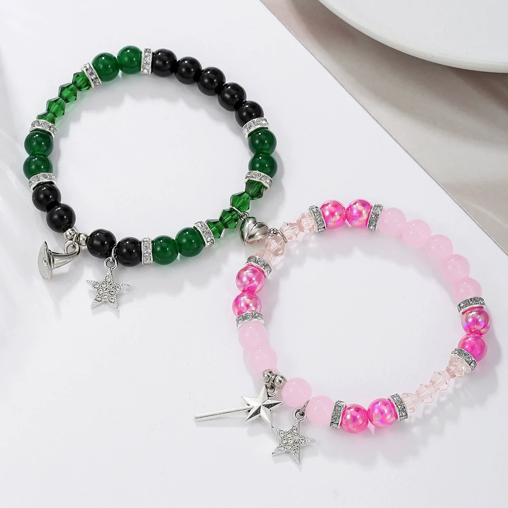 Wholesale Handmade Beaded Alloy Wicked Bracelet With Geometric Design And Witch Hat Princess Magic Wand Pendant - Image 3