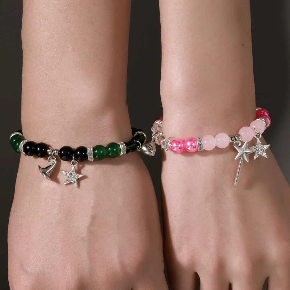 Wholesale Handmade Beaded Alloy Wicked Bracelet With Geometric Design And Witch Hat Princess Magic Wand Pendant - Image 4