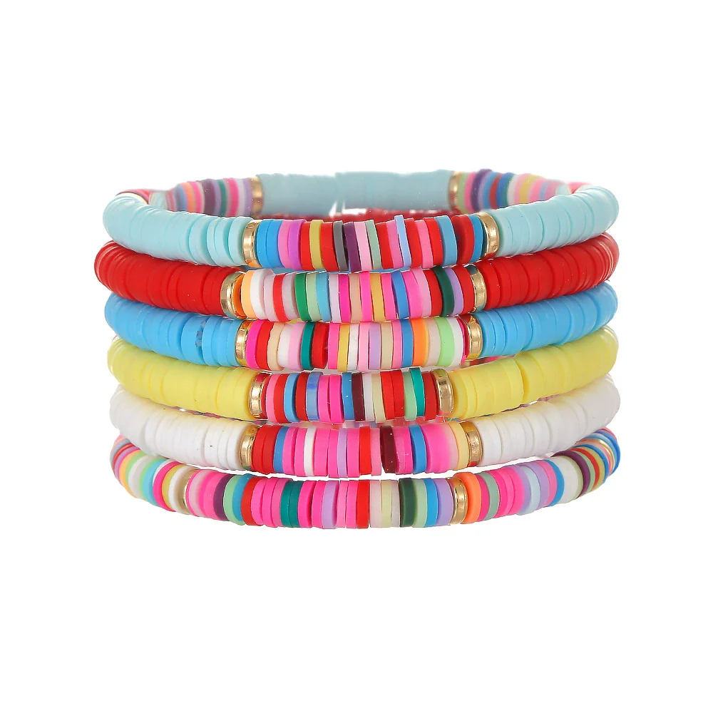 Wholesale Handmade Bohemian Soft Pottery Geometric Round Beads Beaded Combination Bracelet For Women And Men - Image 2