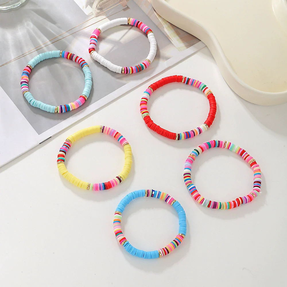 Wholesale Handmade Bohemian Soft Pottery Geometric Round Beads Beaded Combination Bracelet For Women And Men - Image 4