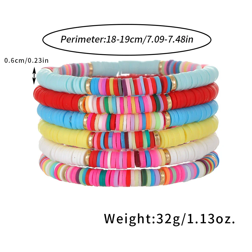 Wholesale Handmade Bohemian Soft Pottery Geometric Round Beads Beaded Combination Bracelet For Women And Men - Image 5