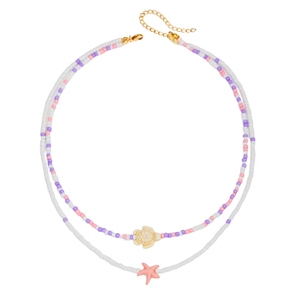 Wholesale Handmade Bohemian Style Multilayer Rice Beads And Pine Stone Geometric Type Women's Stainless Steel Pendant O Word Chain Necklace - Image 4