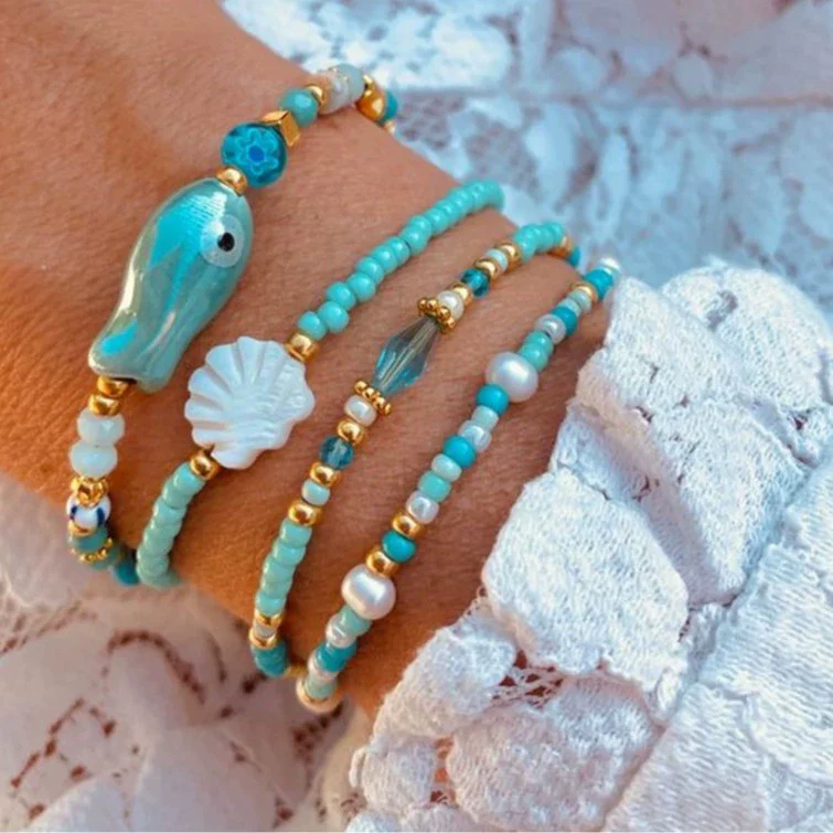 Wholesale Handmade Ceramic Rice Bead Bracelet With Animal And Zodiac Pattern Unisex Style