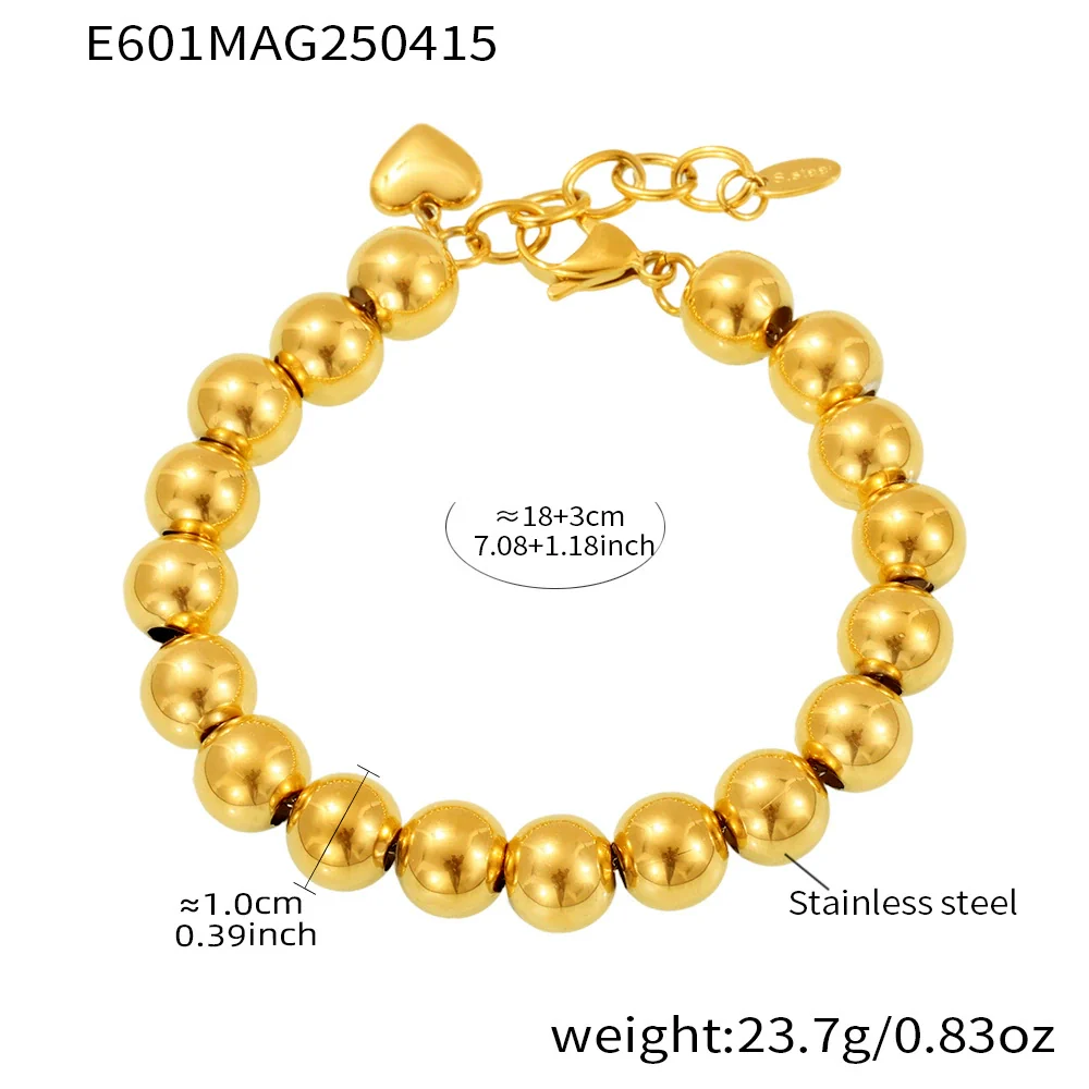 Wholesale Handmade Electroplated Geometric Stainless Steel Beaded Bracelet For Women - Image 5