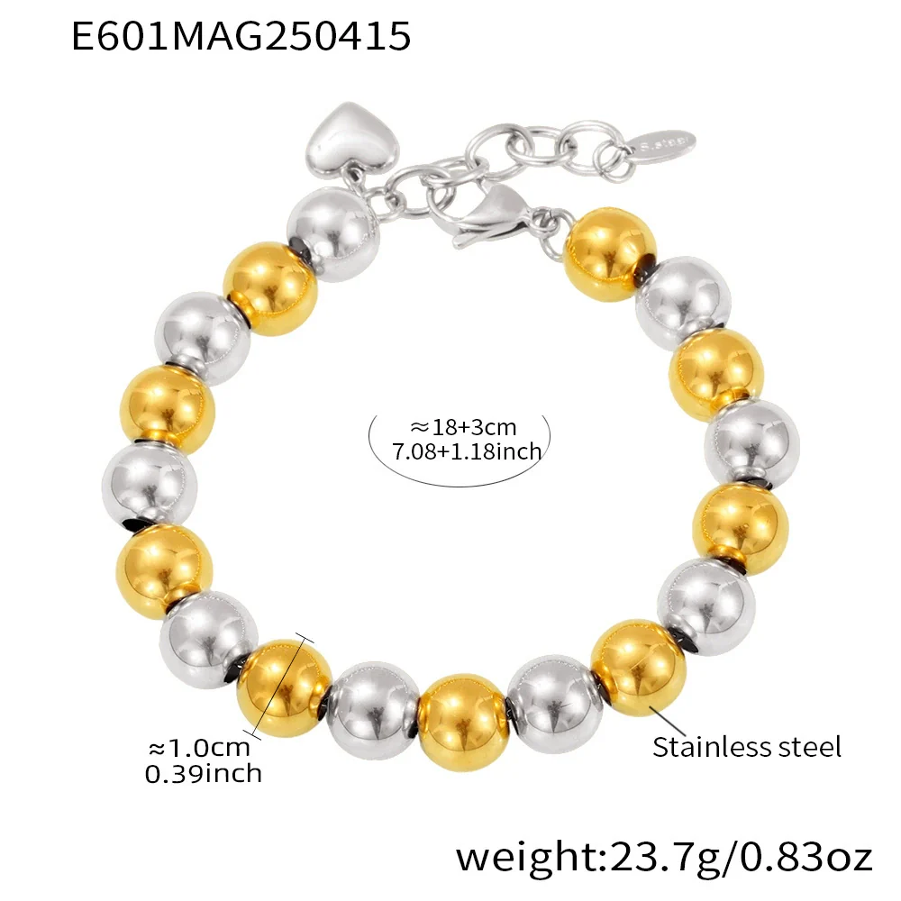 Wholesale Handmade Electroplated Geometric Stainless Steel Beaded Bracelet For Women - Image 6