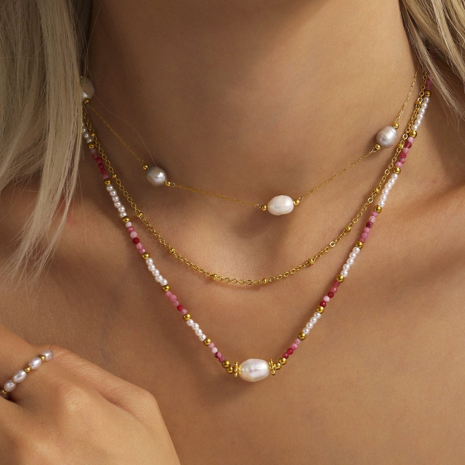 Wholesale Handmade Electroplated Geometric Stainless Steel Shell Beads Natural Stone Titanium Steel Necklace Unisex - Image 4