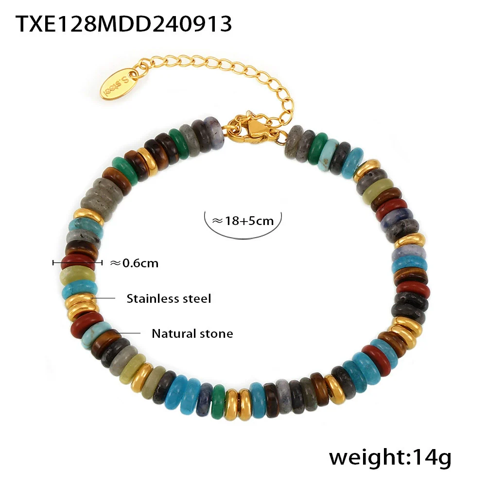 Wholesale Handmade Electroplated Stainless Steel And Natural Stone Abacus Bead Necklace And Bracelet Set For Women - Image 6