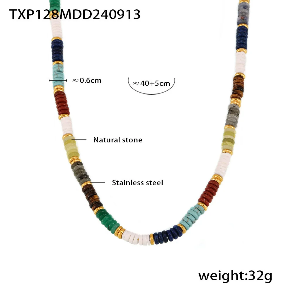 Wholesale Handmade Electroplated Stainless Steel And Natural Stone Abacus Bead Necklace And Bracelet Set For Women - Image 7