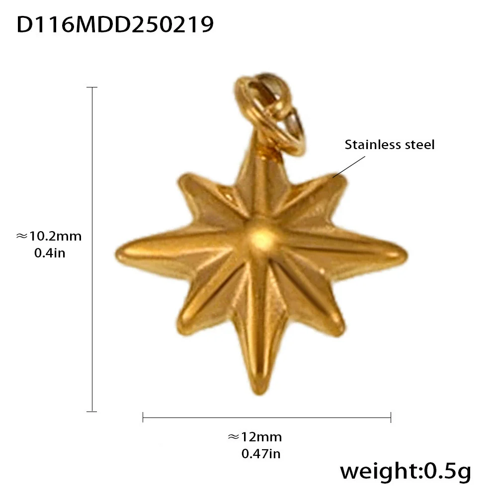 Wholesale Handmade Geometric Fivepointed Star And Ferris Wheel Pendant Necklace For Women Titanium Steel 18K Gold Plated - Image 12