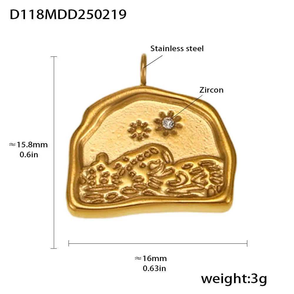 Wholesale Handmade Geometric Fivepointed Star And Ferris Wheel Pendant Necklace For Women Titanium Steel 18K Gold Plated - Image 16