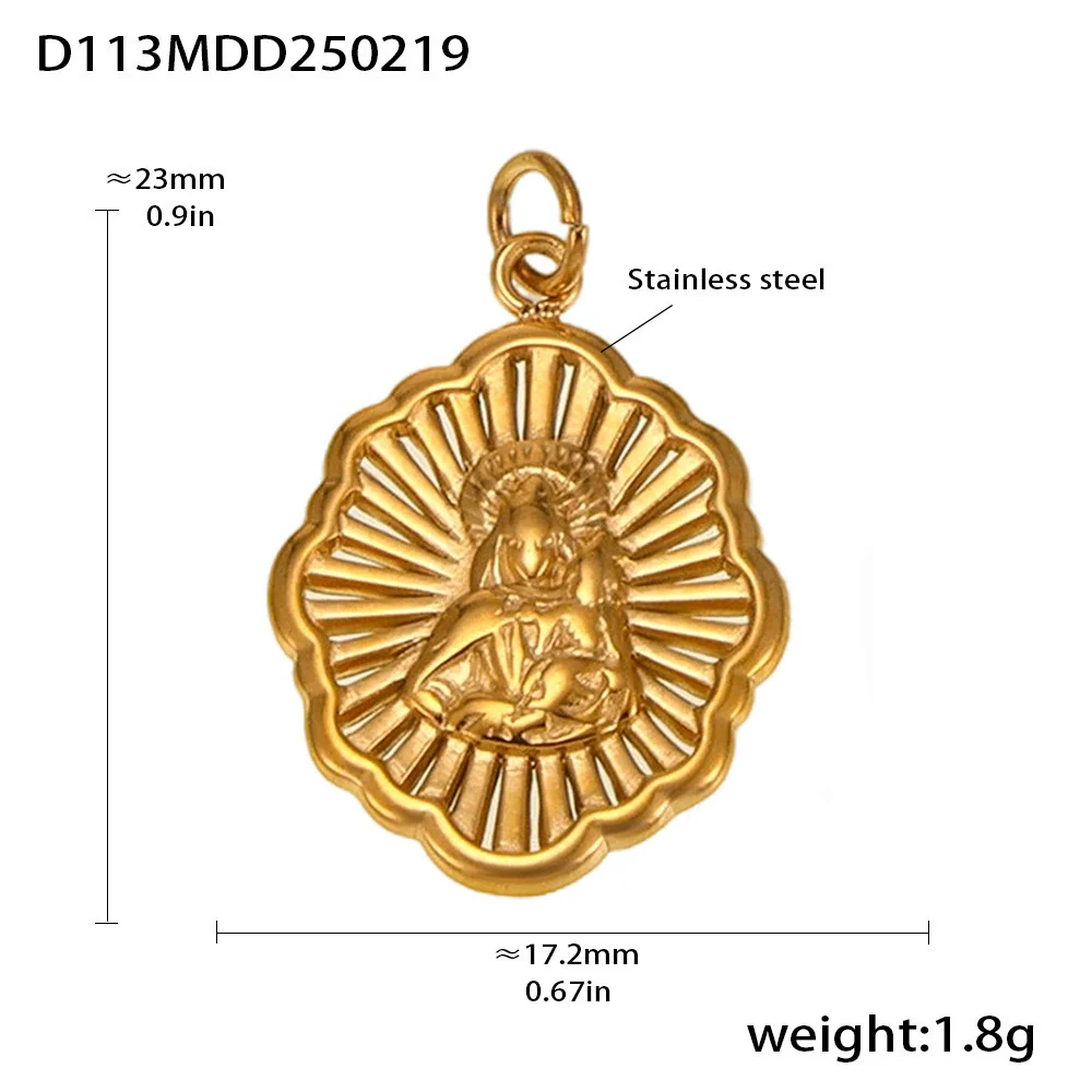Wholesale Handmade Geometric Fivepointed Star And Ferris Wheel Pendant Necklace For Women Titanium Steel 18K Gold Plated - Image 8