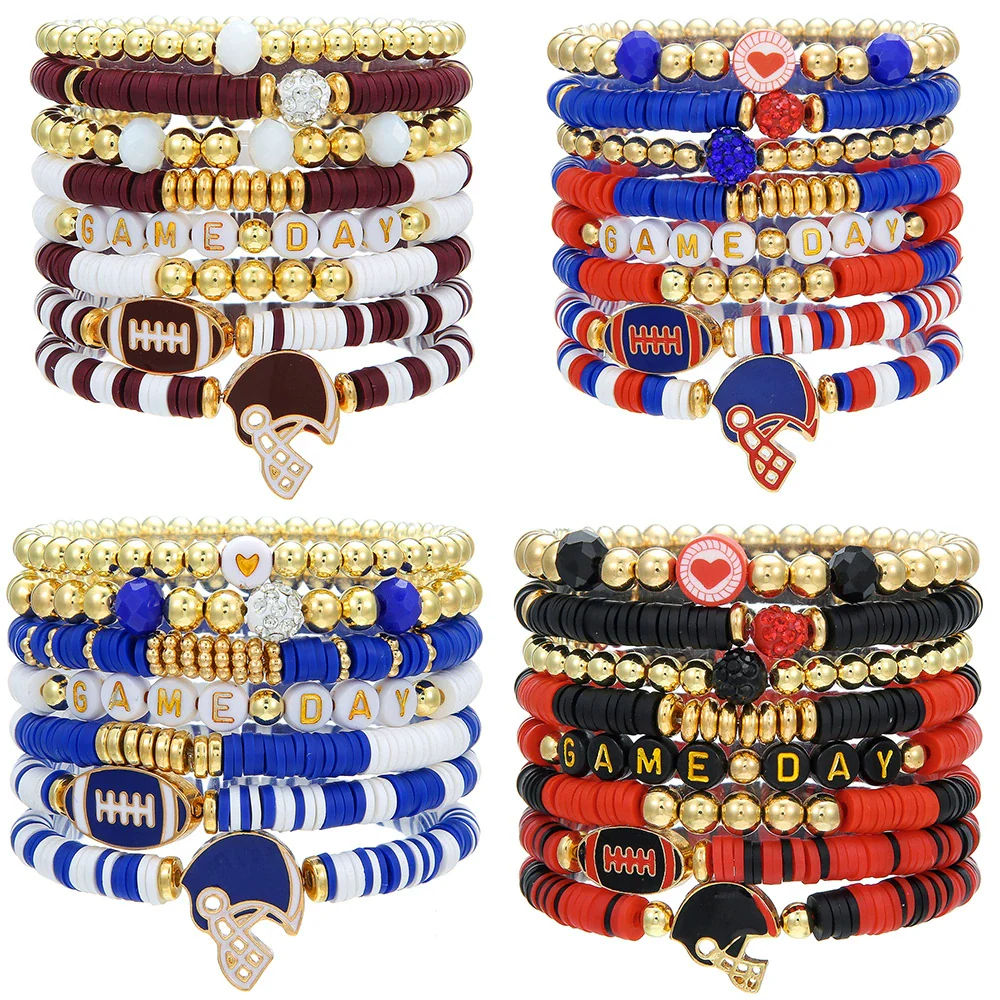 Wholesale Handmade Geometric Polymer Alloy Acrylic Rugby Bracelet For Friendship