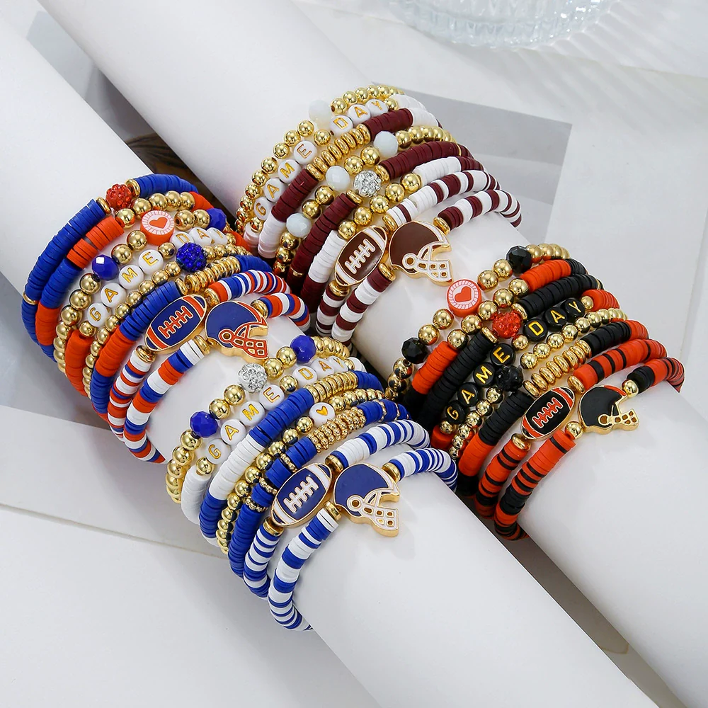 Wholesale Handmade Geometric Polymer Alloy Acrylic Rugby Bracelet For Friendship - Image 3