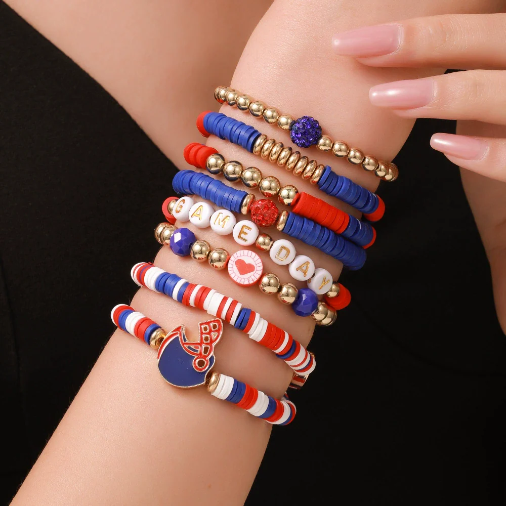 Wholesale Handmade Geometric Polymer Alloy Acrylic Rugby Bracelet For Friendship - Image 4