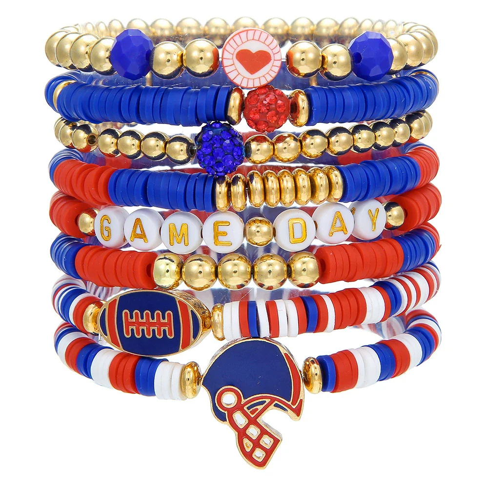Wholesale Handmade Geometric Polymer Alloy Acrylic Rugby Bracelet For Friendship - Image 5