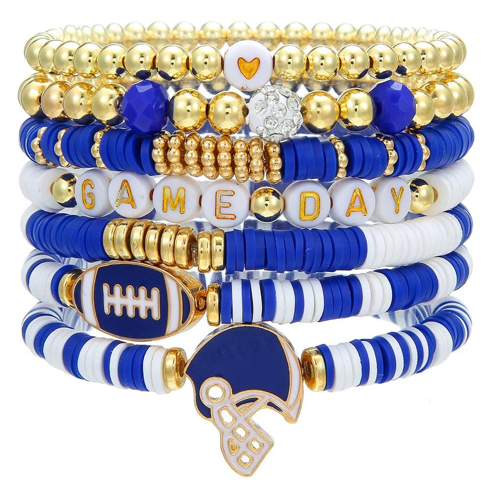 Wholesale Handmade Geometric Polymer Alloy Acrylic Rugby Bracelet For Friendship - Image 8