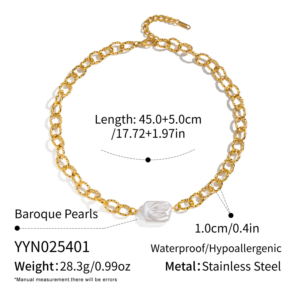 Wholesale Handmade Geometric Stainless Steel 18K Real Gold Plated Baroque Pearl Necklace For Women - Image 6