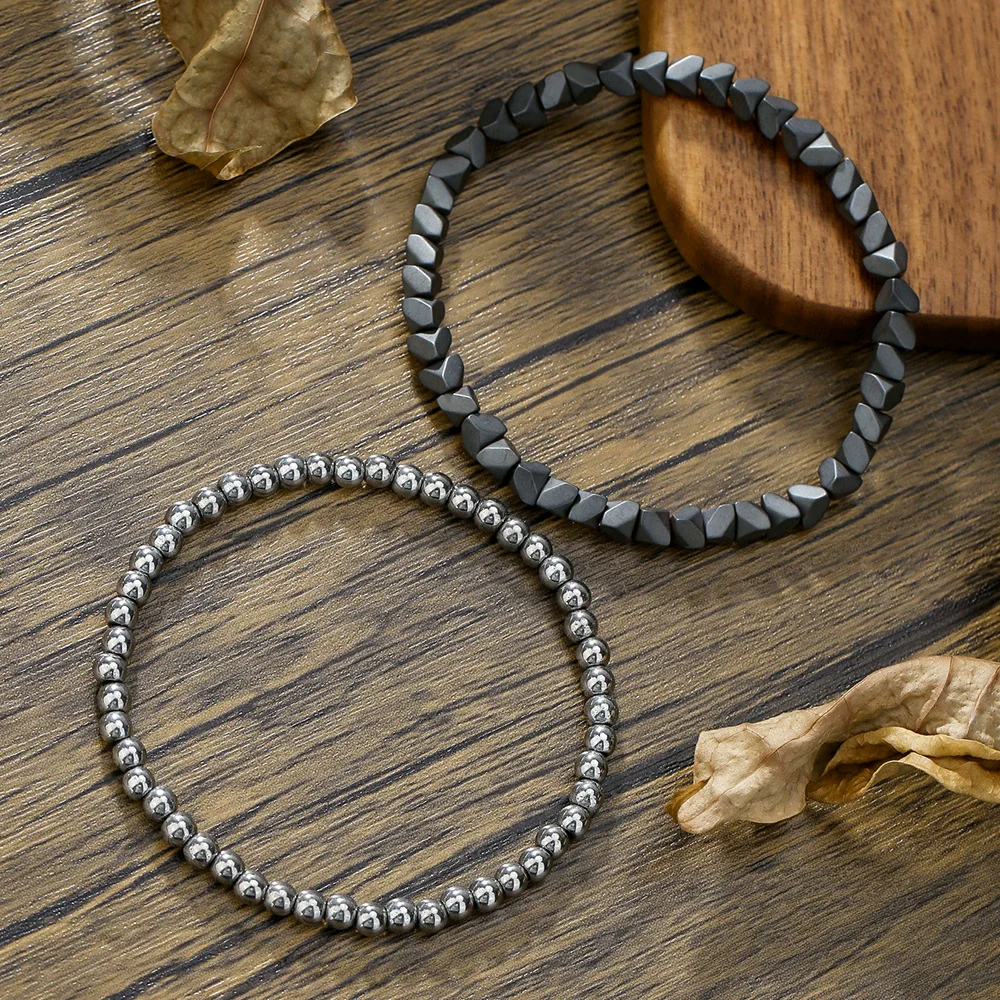 Wholesale Handmade Geometric Tiger Eye Stone And Black Gallstone Beaded Elastic Bracelet For Unisex - Image 14