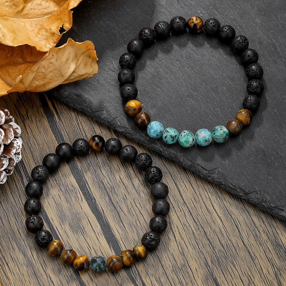 Wholesale Handmade Geometric Tiger Eye Stone And Black Gallstone Beaded Elastic Bracelet For Unisex - Image 16