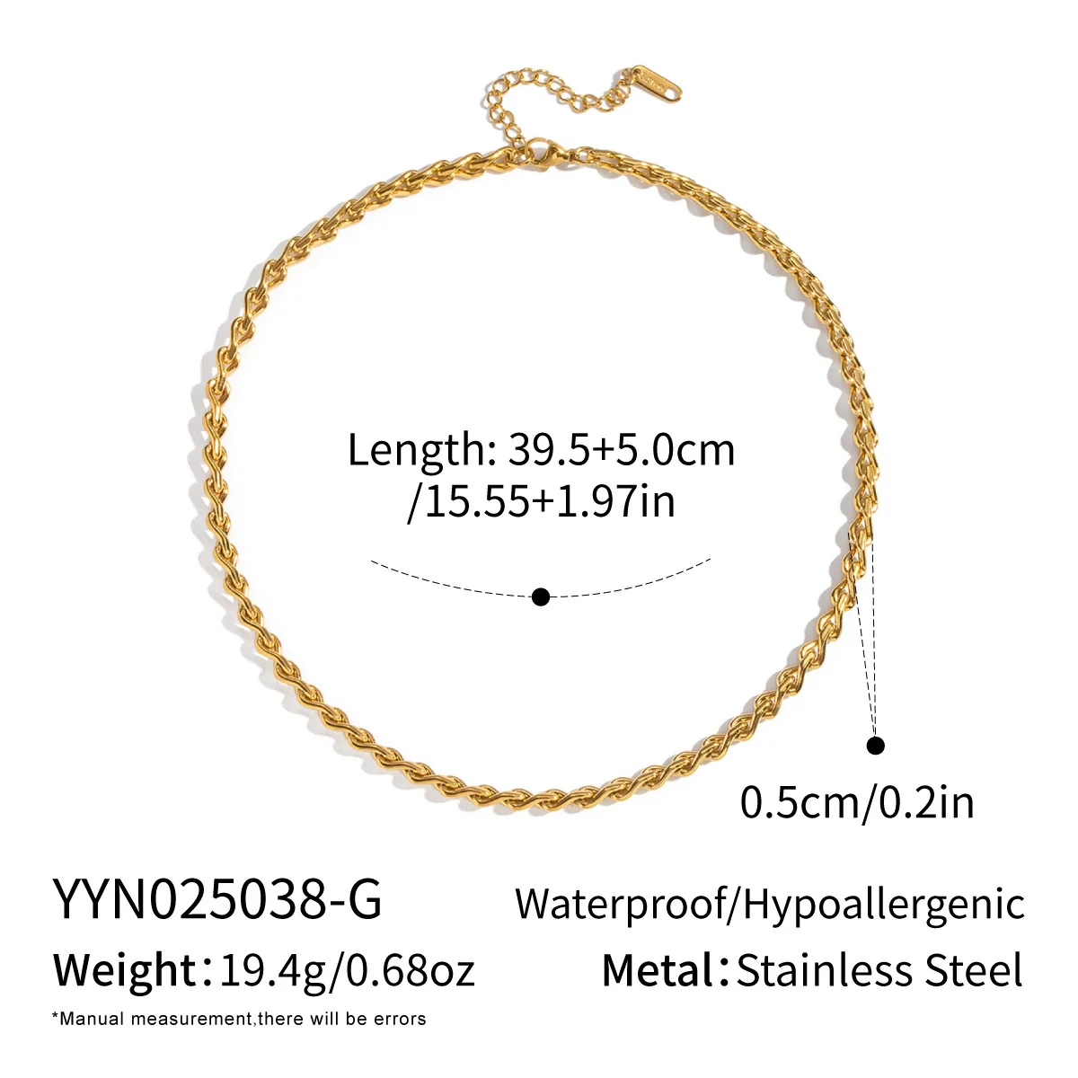 Wholesale Handmade Geometric Twisted Chain Necklace 18K Real Gold Plated Stainless Steel Jewelry For Women - Image 6