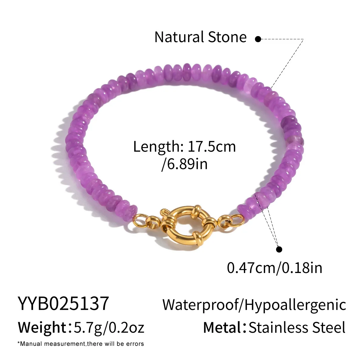 Wholesale Handmade Geometric Vintage Stainless Steel Real Gold Plated Malachite Tiger Eye Stone Beaded Bracelet For Women - Image 10