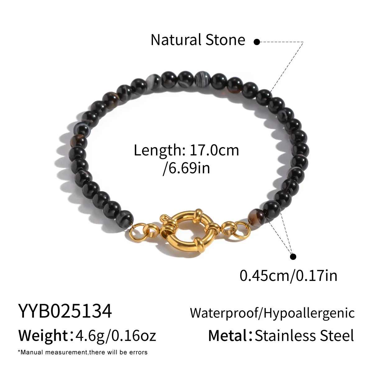 Wholesale Handmade Geometric Vintage Stainless Steel Real Gold Plated Malachite Tiger Eye Stone Beaded Bracelet For Women - Image 7