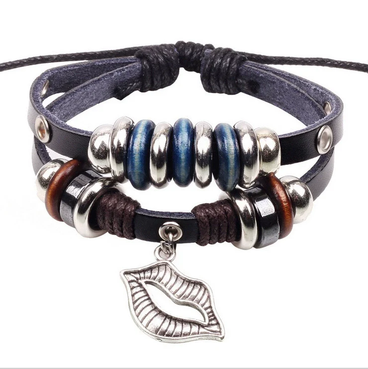 Wholesale Handmade Leather Rope Woven Bracelet Jewelry Geometric Rivets Unisex - Image 6