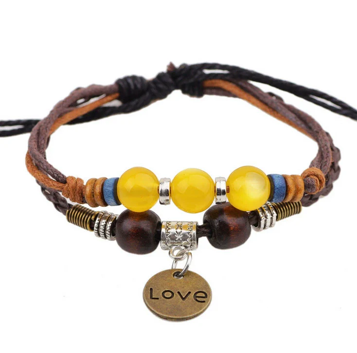 Wholesale Handmade Leather Rope Woven Bracelet Jewelry Geometric Rivets Unisex - Image 7