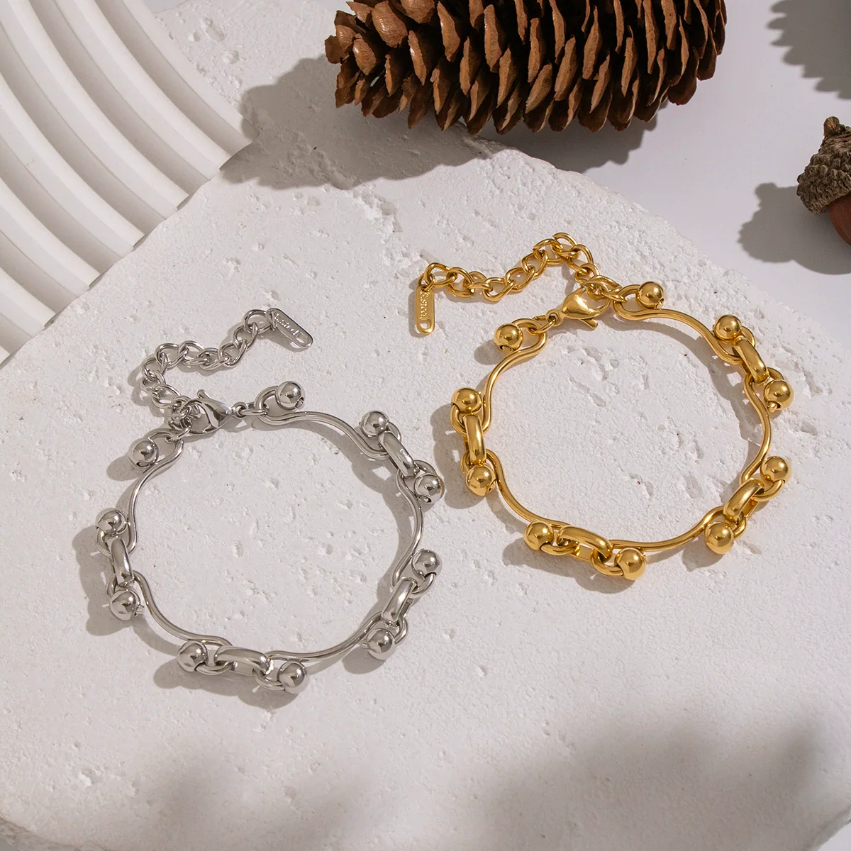 Wholesale Handmade Real Gold Plated Geometric Stainless Steel Bracelet For Women