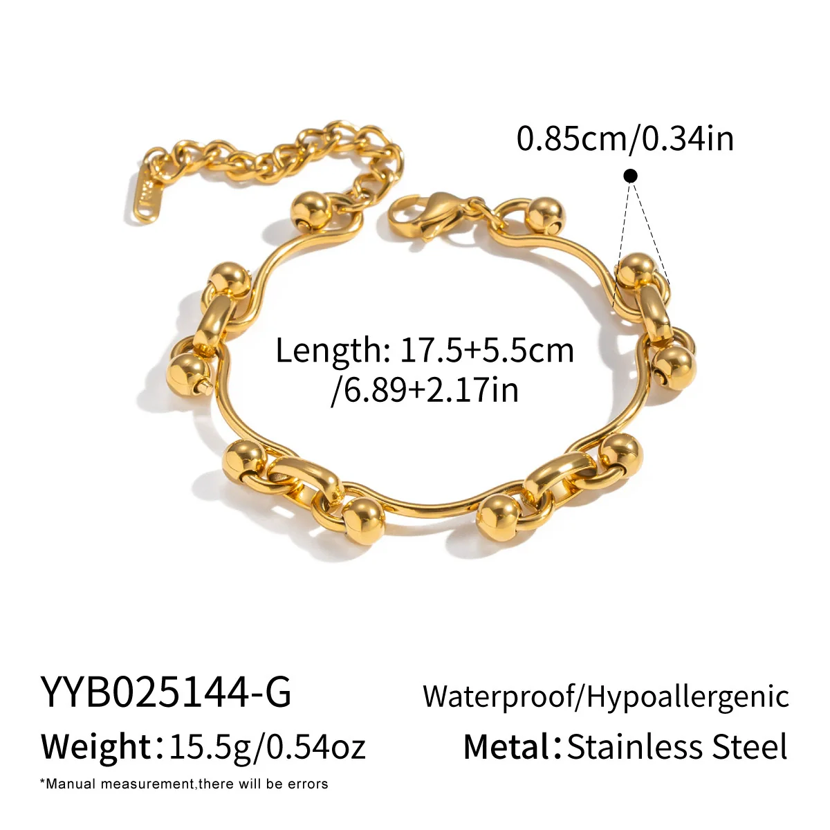 Wholesale Handmade Real Gold Plated Geometric Stainless Steel Bracelet For Women - Image 6