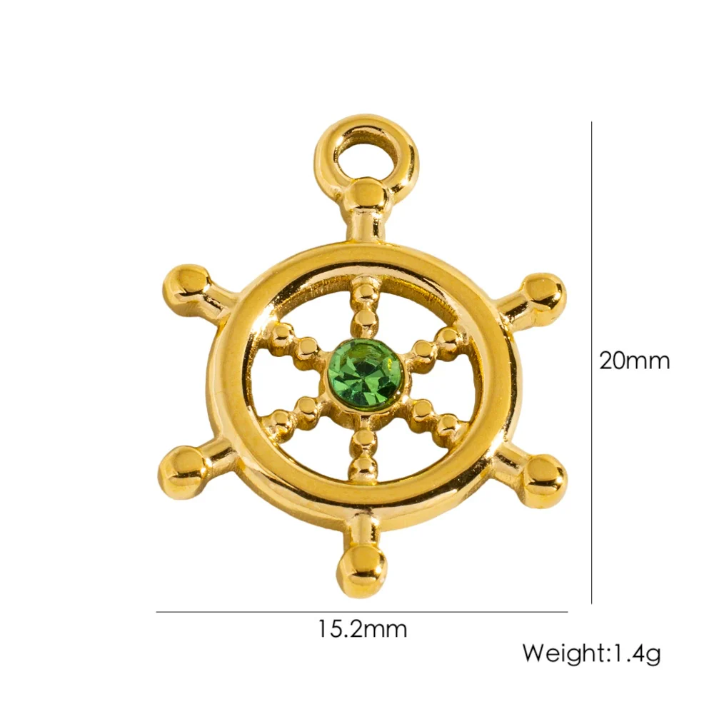Wholesale Handmade Retro Stainless Steel Geometric Rudder Pendant Jewelry Accessories For Bracelet And Necklace With Zircon And Vacuum In Furnace Electroplating - Image 6
