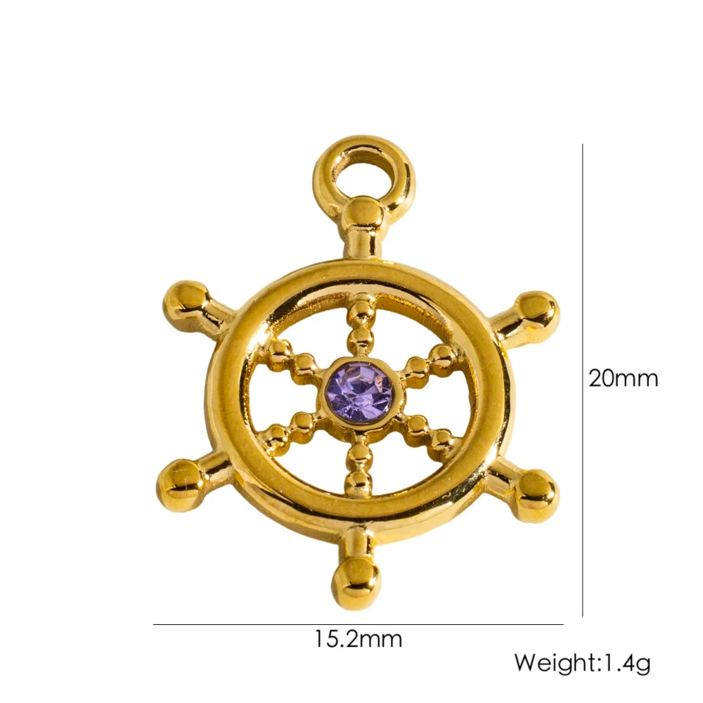 Wholesale Handmade Retro Stainless Steel Geometric Rudder Pendant Jewelry Accessories For Bracelet And Necklace With Zircon And Vacuum In Furnace Electroplating - Image 8