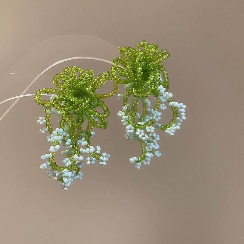Wholesale Handmade Silver Needle Mesh Earrings With Forest Flower Design - Image 20