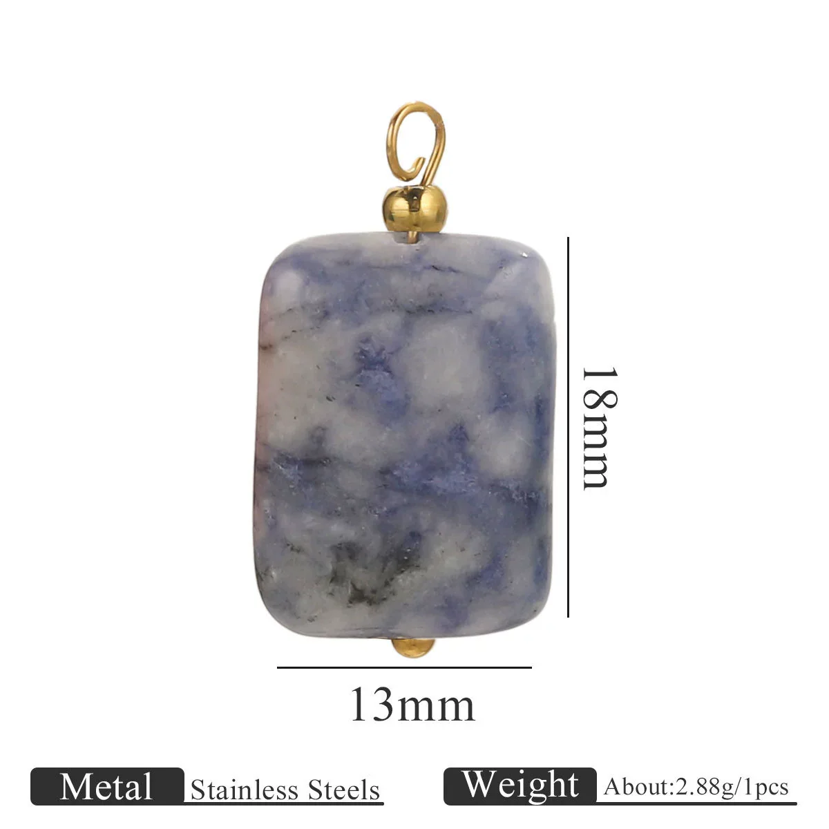 Wholesale Handmade Stainless Steel And Natural Stone Jewelry Accessories Square Pendant Curved Needle Pendant For Diy Necklace Earrings Bracelet With Electroplating - Image 3