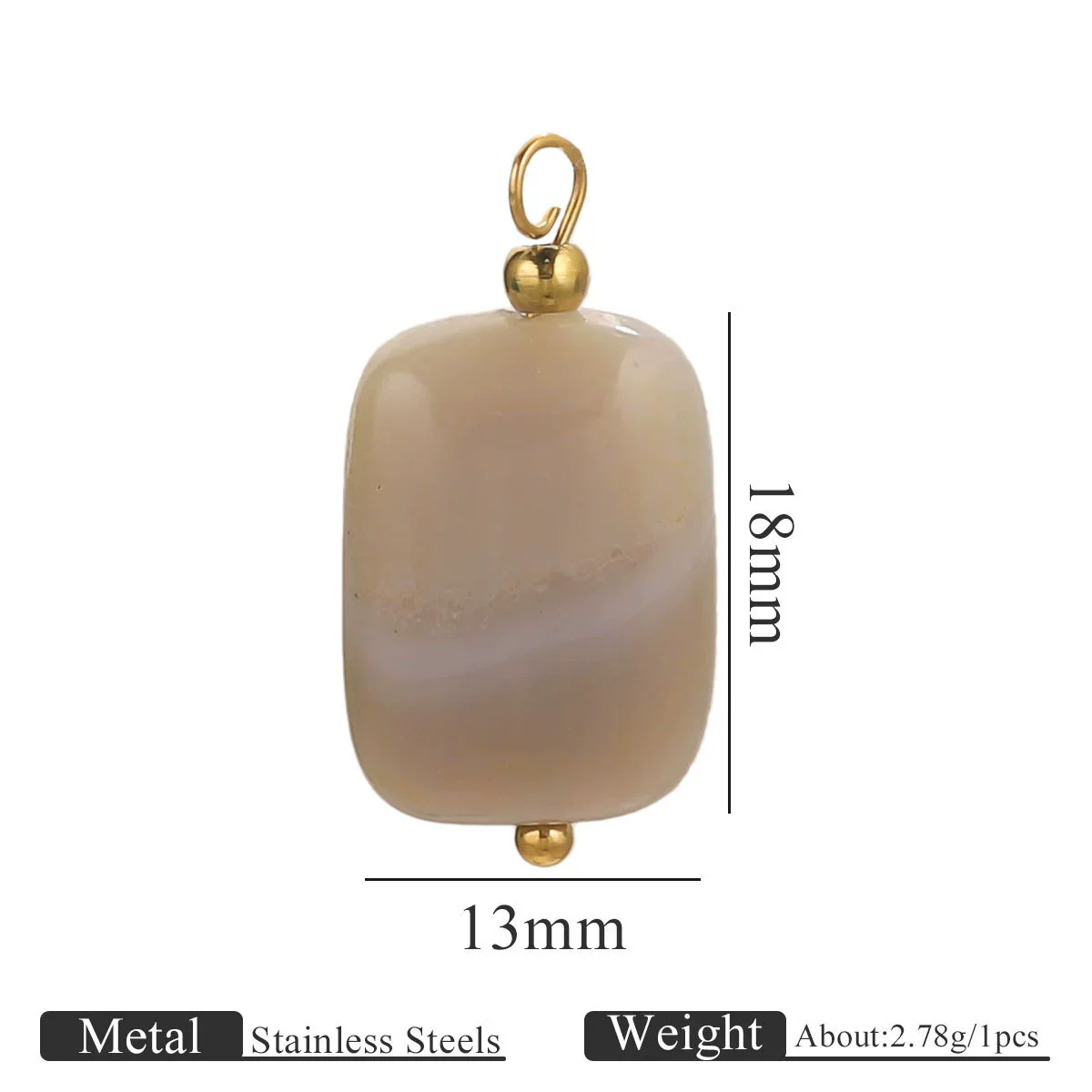Wholesale Handmade Stainless Steel And Natural Stone Jewelry Accessories Square Pendant Curved Needle Pendant For Diy Necklace Earrings Bracelet With Electroplating - Image 6