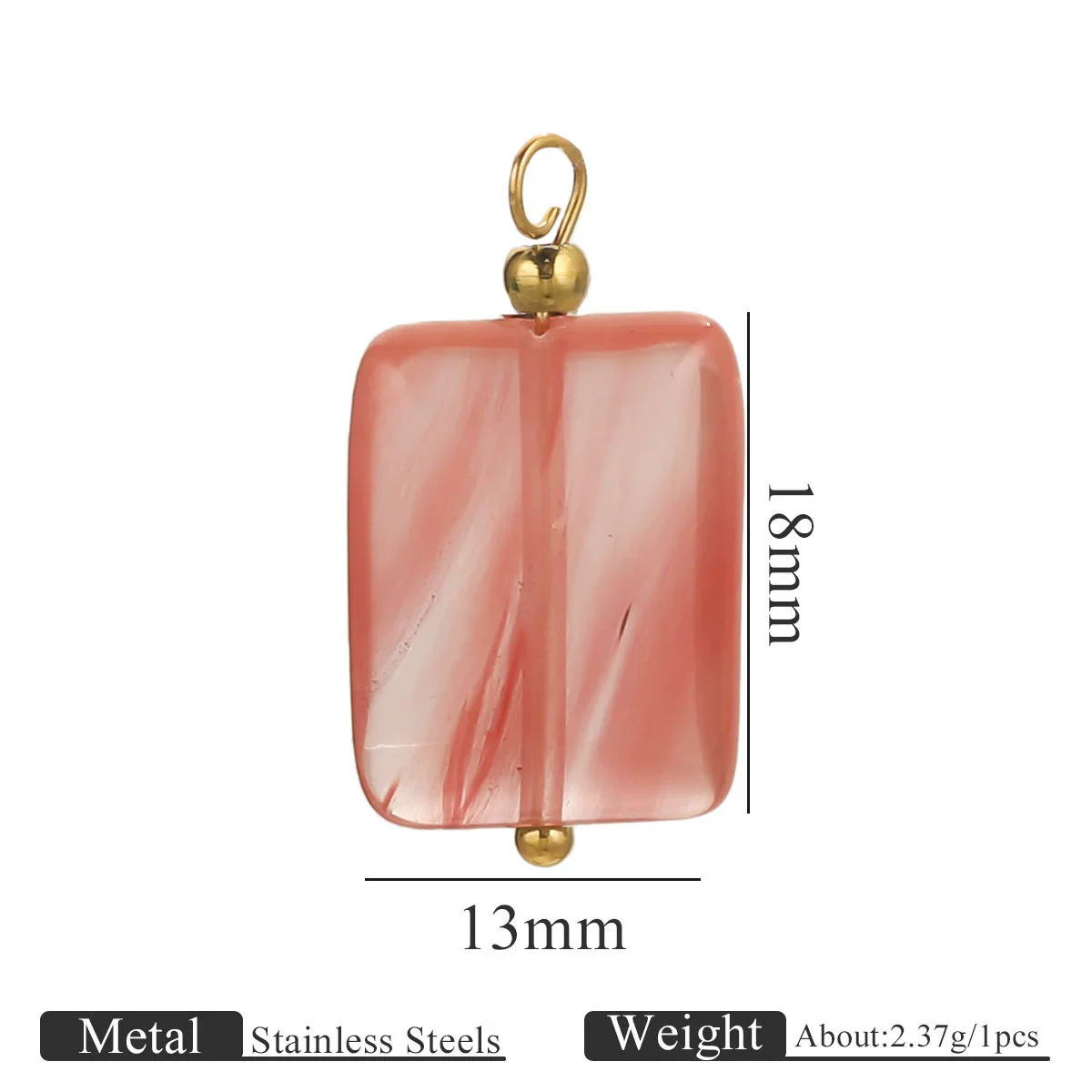 Wholesale Handmade Stainless Steel And Natural Stone Jewelry Accessories Square Pendant Curved Needle Pendant For Diy Necklace Earrings Bracelet With Electroplating - Image 9