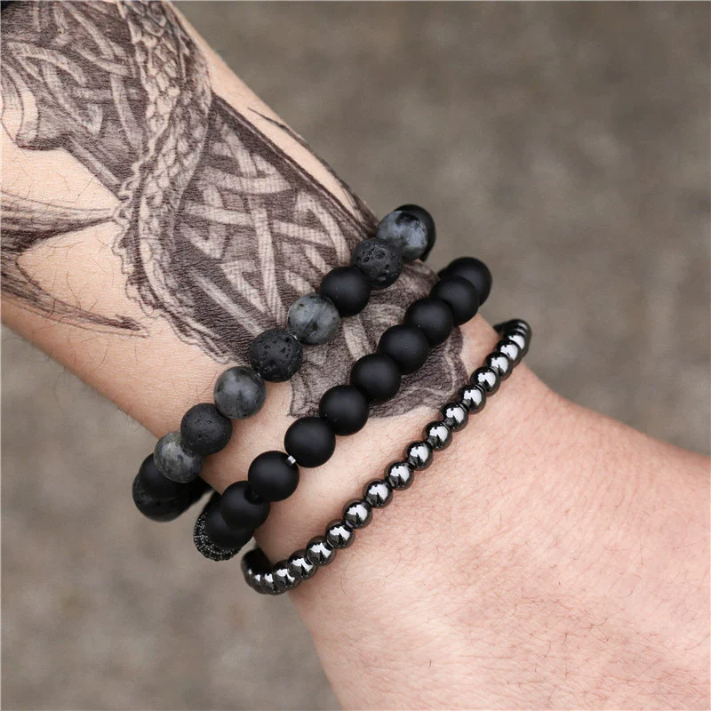 Wholesale Handmade Stainless Steel Bracelet With Black Onyx Tiger Eye Stone Black Gallstone Cross For Men - Image 14
