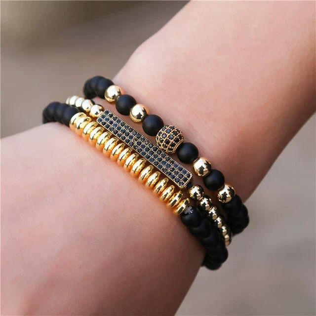 Wholesale Handmade Stainless Steel Bracelet With Black Onyx Tiger Eye Stone Black Gallstone Cross For Men - Image 22