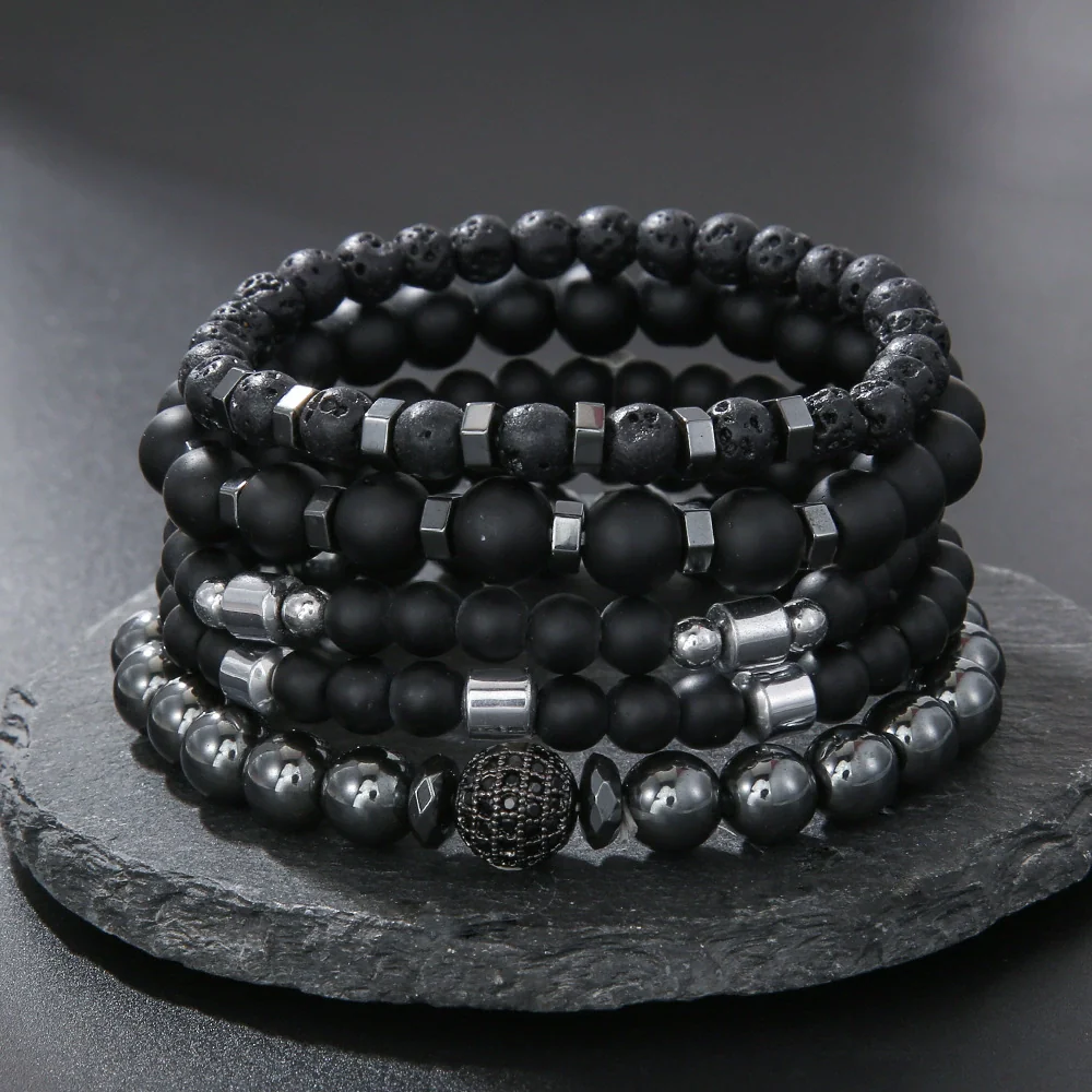 Wholesale Handmade Stainless Steel Bracelet With Black Onyx Tiger Eye Stone Black Gallstone Cross For Men - Image 26