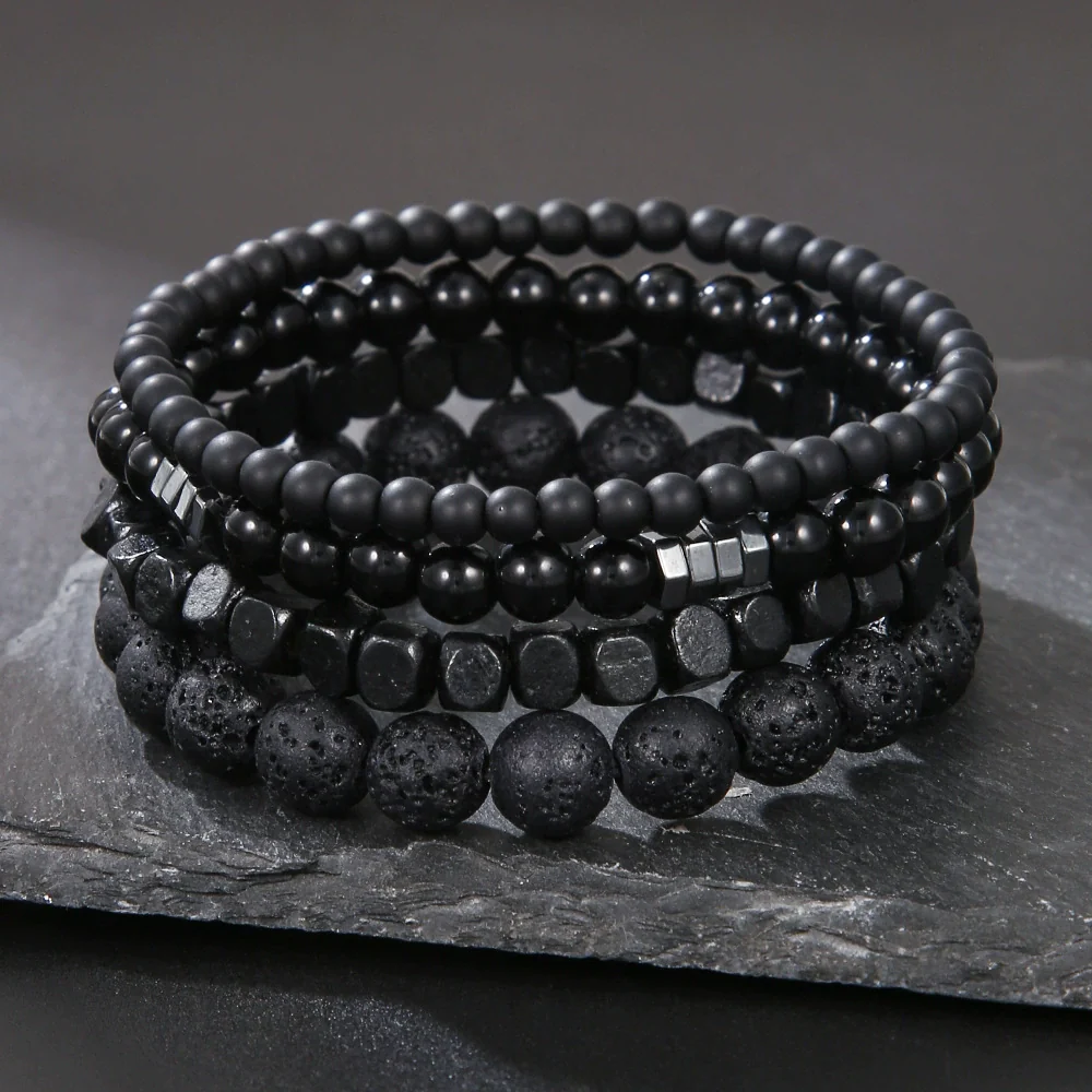 Wholesale Handmade Stainless Steel Bracelet With Black Onyx Tiger Eye Stone Black Gallstone Cross For Men - Image 37