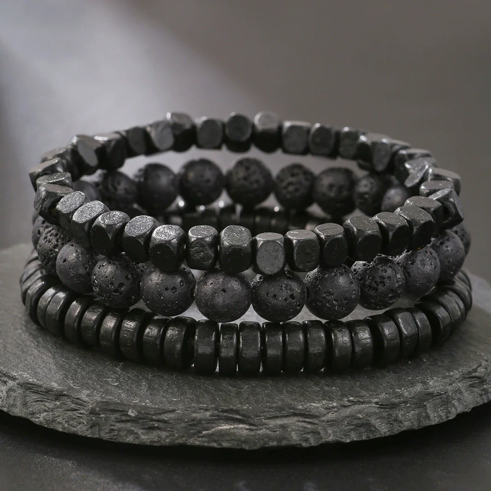 Wholesale Handmade Stainless Steel Bracelet With Black Onyx Tiger Eye Stone Black Gallstone Cross For Men - Image 39